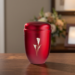 Urna Funeraria India Personalizable con Diseño Floral, Recuerdo Conmemorativo para Adultos, Capacidad de 220 Pulgadas Cúbicas - Product Image 1