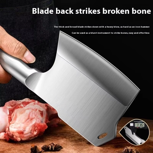 Tout acier lame épaissie acier inoxydable os hacher la <span class=keywords><strong>viande</strong></span> couperet hache couteau coupe os boucher <span class=keywords><strong>couteaux</strong></span> de cuisine - Product Image 2