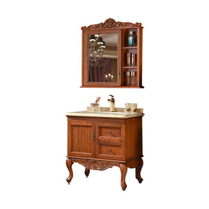 American style oak ceramic integrated basin intelligent mirror cabinet solid wood floor standing bathroom cabinet - Product Image 4