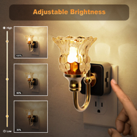 Veilleuses décoratives LOHAS à luminosité réglable avec capteur crépusculaire, veilleuses LED en verre en forme de fleur pour couloir et décoration de coiffeuse