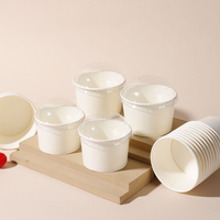 Tasses à crème glacée en papier blanc jetables personnalisables de 6oz, tasses non revêtues écologiques, style imperméable à mur unique