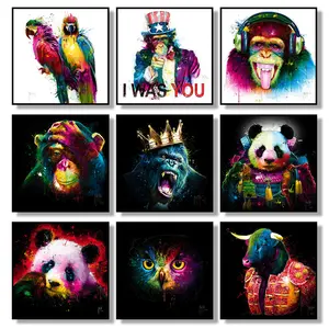 Decorazioni per la casa scimmia pappagallo Panda animale Graffiti tela animale Poster immagini astratte anime wall pop poster street art print
