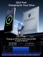 LISEN 2026 Nouveau support de chargeur magnétique sans fil pour voiture avec crochet en acier sécurisé Qi2.2 25W à charge rapide pour iPhone 17 16 Pro Max