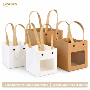 Sacchetto Regalo Personalizzato OEM in Carta Kraft Naturale con Finestra Fustellata e Manico Quadrato per Fiori e Prodotti da Forno - Product Image 1