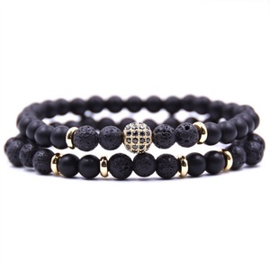 Natural Stone <b>Bracelet</b> Jewelry 6mm Lava Stone Tiger Eye Stone Unisex <b>Bracelet</b> Double Layer <b>Beaded</b> <b>Bracelet</b> - Product Image 2