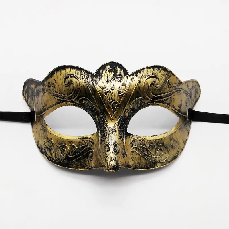Máscara retrô antiga de jazz para Halloween, chapéu de diabo gritando, adereços prateados e dourados, máscara meia-face para decoração