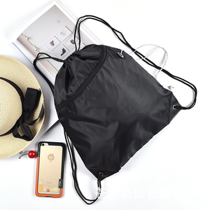 New Fashion Custom Logo Sport Gym 210D Polyester <b>Drawstring</b> Backpack String <b>Drawstring</b> Sports <b>Bag</b> with Zipper Headphone Hole - Product Image 4