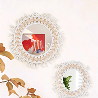 Miroir mural abstrait en macramé bohème, tapisserie en coton tissé à la main avec des perles, pour la décoration murale de la maison, respectueux de l'environnement