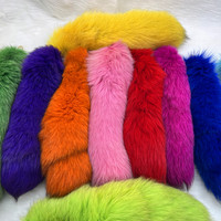 Vente en gros cristal 40 cm grande queue de renard arc-en-ciel moelleux pas cher fourrure de renard queue porte-clés pour la décoration vraies queues de renard