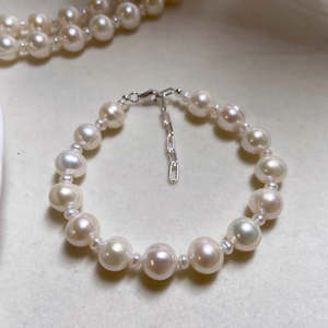 Pulsera de Plata de Ley 925 con Perlas Naturales de Agua Dulce sin Núcleo, Pulseras y Brazaletes de Perlas - Product Image 3