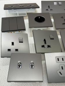 86 loại hiện đại tường ánh sáng Thiết bị chuyển mạch khung thép không gỉ màu xám 250V 146 đôi 13A anh phổ ổ cắm AU EU 16A Châu Âu 45A AC - Product Image 3