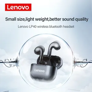 سماعات أذن أصلية Lenovo LP40 لاسلكية بلوتوث V5.0 مقاومة للماء رياضية للألعاب سماعات رأس للبيع بالجملة مع ميكروفون ملحقات سماعة أذن