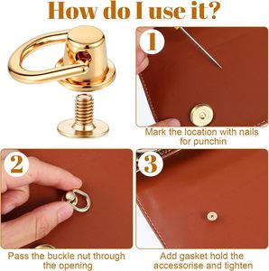 D Rings For <b>Purse</b> PCS Rivets For Leather Crafting Degree Rotatable Brass Ball Studs Metal <b>Purse</b> Strap Hardware Wallet Crossbody - Product Image 3