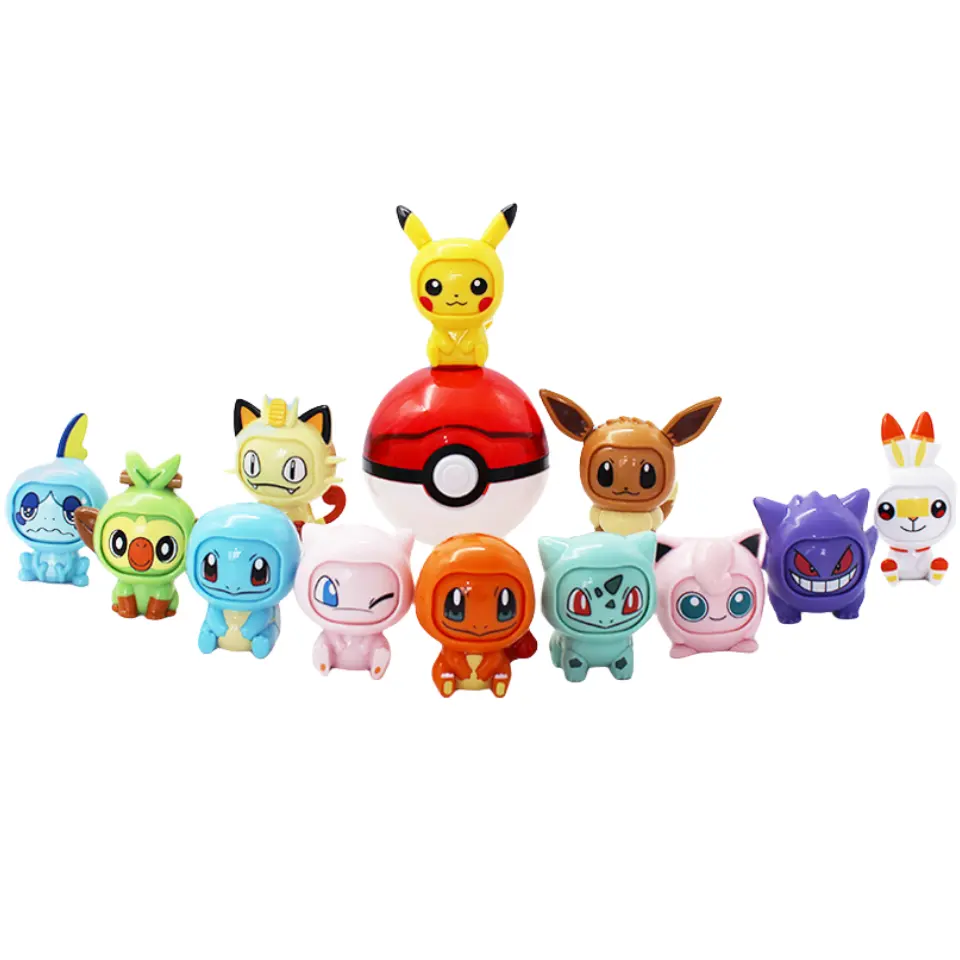 HOT Pikachus Face Changing PVC Resin Toys cartoon Anime Pokemone Transform Face elf Ball Action Figures set with box