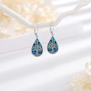Pendientes Colgantes de Plata de Ley 925 con Baño de Rodio, Diseño de Árbol de la Vida/Flor/Abeja/Animales/Gato/Colibrí, con Cierre de Palanca, Regalo para Bodas y Fiestas - Product Image 2