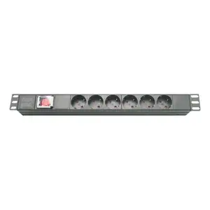 19 "1.0U 6 방향 Schuko 콘센트 ON/OFF 스위치 수평 랙 마운트 전원 분배 장치 PDU