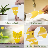 Piège à insectes collant imperméable pour plantes d'intérieur, autocollant double face jaune/bleu/noir en forme de papillon, accessoires de jardinage