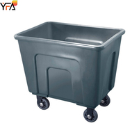 Panier en plastique de chariot de blanchisserie de pp avec des roues pour l'hôpital, chariot à toile en plastique blanc de camion de blanchisserie de cube d'hôtel