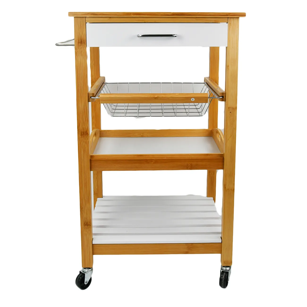 Natural Wood Kitchen Cart Rolling Kitchen Island Utility Serving Cart