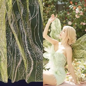 Tissu de luxe à paillettes effet vague d'eau en tulle à pois, estampé à chaud, pour robe de mariée, robe de spectacle, nappe de table - Product Image 1