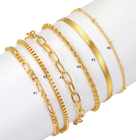 Divers styles bracelet couleur or bracelet chaîne corde torsadée en acier inoxydable bracelet chaîne serpent plat