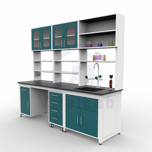 Tavolo da Laboratorio in Metallo Resistente con Telaio a H e <span class=keywords><strong>Piano</strong></span> <span class=keywords><strong>di</strong></span> Lavoro in Resina Fenolica, Design Moderno per Uso Farmaceutico e Medico - Product Image 3