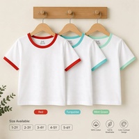 Camiseta de Algodón para Niños de 210 g/m² con Logotipo Personalizado, Color Sólido, Acabado Transpirable Anti-Pilling, Camiseta Infantil Informal Lisa, Venta al Por Mayor OEM