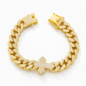 Chaîne cubaine en argent 925 plaqué or/platine avec moissanite, style hip-hop streetwear, bijoux de luxe par Haalo Jewels - Product Image 3
