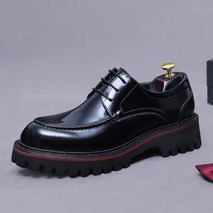 Chaussures à lacets en cuir véritable pour hommes, grande taille, semelle épaisse, rehaussantes, imperméables, respirantes, style bureau et carrière, automne - Product Image 6