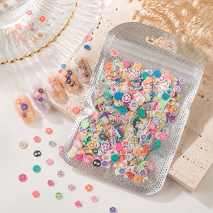 Tranches de pâte polymère douce mélangée pour nail art 3D, décorations de nail art en pâte polymère, motifs fruits et fleurs, patchs de beauté - Product Image 1
