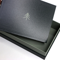 Boîte cadeau télescopique de luxe en carton rigide avec logo personnalisé en relief, couvercle et base amovibles en 2 parties, avec col
