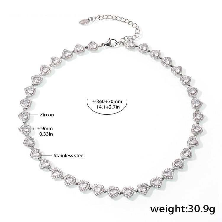 Silver Heart Zircon Necklace