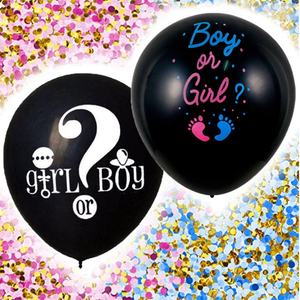 Hot 36inch Latex Black <b>Balloon</b> Gold Blue pink Confetti Baby Boy Girl Ballon White Custom Gender Reveal <b>Balloons</b> - Product Image 1
