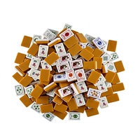 Mahjong Amerika Mewah Modern 160PCS 36mm 4-Lapisan Ubin Akrilik Berukir Oranye Hijau Alas Maroko Stok untuk 4-Pemain Poker