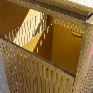 Contenedor de Basura para Exteriores, Acero y Madera, 20L, Rectangular, para Parques Municipales, Contenedor Individual para Reciclaje - Product Image 3