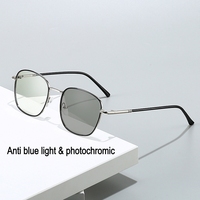 Montures optiques carrées en métal personnalisées avec logo, lunettes anti-lumière bleue et photochromiques pour hommes et femmes