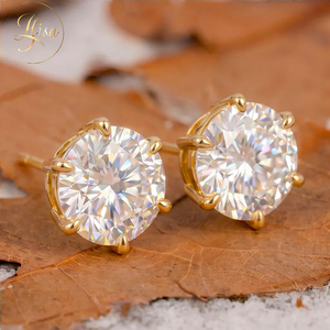 Pendientes de Diamantes Creados en Laboratorio con Corte Redondo VVS, Pendientes Personalizados con Diamantes Cultivados en Laboratorio IGI CVD, Oro de 18K, Joyería Brillante para Mujer - Product Image 2