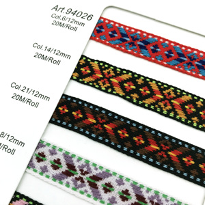 Vintage <span class=keywords><strong>12mm</strong></span> 100% <span class=keywords><strong>Polyester</strong></span> jacquard Ribbon thanh lịch <span class=keywords><strong>Webbing</strong></span> cho may và crafting - Product Image 2