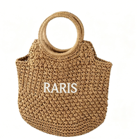 Sac fourre-tout tendance en paille tressée avec broderie, léger, en crochet, pour la plage et les voyages – Collection Été 2026