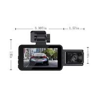 Cámara para Coche Triple IPS de 3.0 Pulgadas y 1080P, 3 Lentes, 130° ° /95 ° /60 ° Monitor de Estacionamiento, Detección de Movimiento, Grabación en Bucle, DVR para Auto