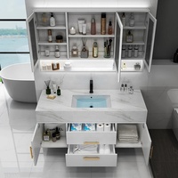 Conjunto de Mueble de Baño Flotante Moderno de 36 Pulgadas, Color Negro y Blanco, con Lavabo, para Montar en la Pared