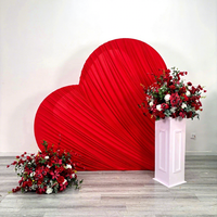 DKB Crafts Wholesale Luxurious Engagement Wedding Drapery Fabric Backdrop Red Spandex Fabric and Lying Heat-Shaped Arch Backdrop
