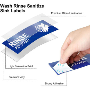 <b>Kitchen</b> Sink Hand Wash Only Sign <b>Sticker</b> Waterproof Wall Mount Label For <b>Kitchen</b> Sanitize Rinse Wash Reminder - Product Image 2
