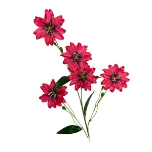 Fleurs de lys artificielles à double pétales en plastique et tissu pour décoration de mariage et de la maison - Product Image 5