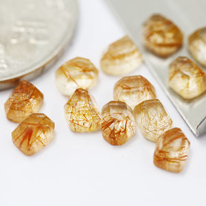 Cabochon lâche en quartz rutile naturel-Forme irrégulière 4X5.2, semi-fini pour incrustation, pierre d'accent d'accessoire - Product Image 3