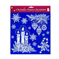 Offre Spéciale décor hiver flocon de neige traîneau elk bonhomme de neige motif double face voyant voiture fenêtre réutilisable autocollants statiques