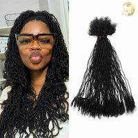 Extensiones de Cabello Humano 100% Naturales, Color Negro, Se Pueden Decolorar y Teñir, Micro Locs de 0.1cm, Sister Locs para Mujeres Negras