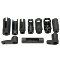Set Alat Pembuka Sensor Oksigen dengan Soket Offset Drive 3/8'' dan 1/2'' - Termasuk 10 Buah Soket Sensor Oksigen Berbagai Ukuran