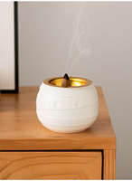 Vente en gros de brûleur d'encens en céramique minimaliste rayé et lampe de parfum diffuseur d'aromathérapie pour le yoga, le spa, le bureau et la décoration intérieure musulmane