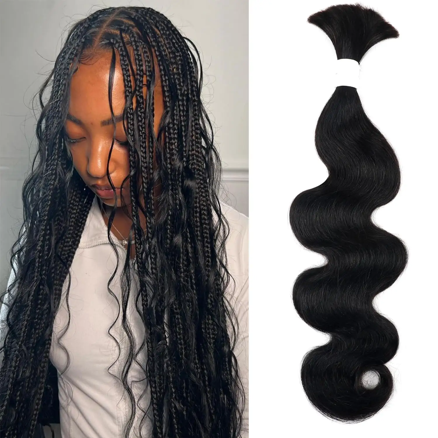 All'ingrosso 100% umani intrecciare capelli alla rinfusa senza trama capelli brasiliani alla rinfusa treccia di capelli